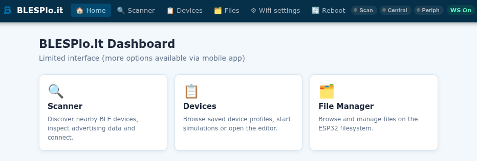 ESP32 web interface