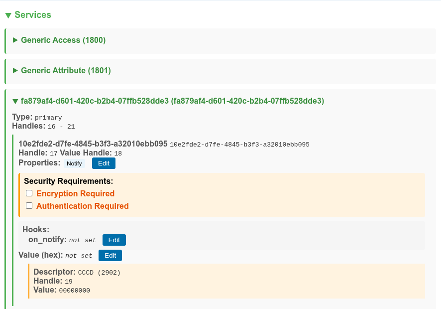 ESP32 web interface