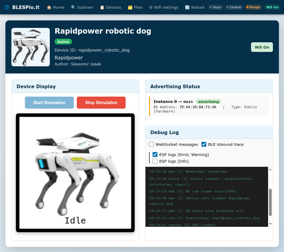 ESP32 web interface